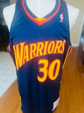 NBA Stephen Curry Hardwood Classics Jersey - Navy, Yellow, Orange